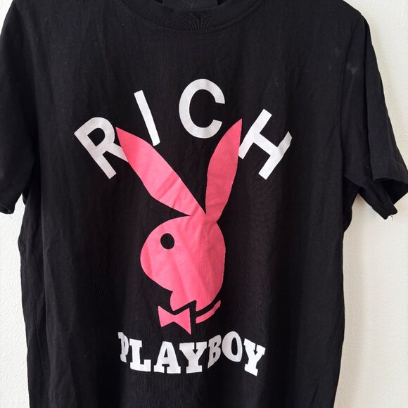 John Richmond x Playboy Logo Print T-Shirt in Black - Picture 7 of 11